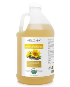 velona USDA Certified Organic Sunflower Oil 1 Gallon 128 Fl Oz 100 Pure and Natural Carrier Oil High Oleic Refined Expeller Pressed