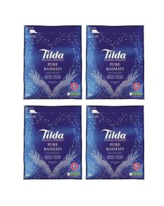 Tilda Pure Basmati Rice, 5 kg pack of 4, Premium Whole Grain, Non-GMO, Long Grain Indian Variety