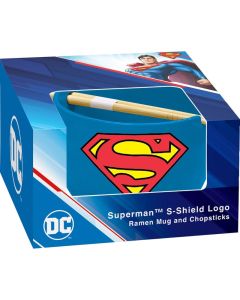ICUP Superman Emblem Ramen Mug wChopsticks Blue