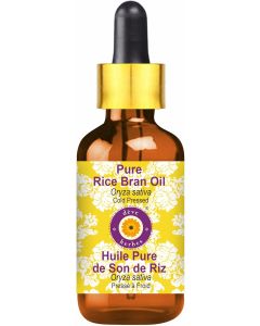 Deve Herbes Pure Rice Bran Oil Oryza Sativa NonSticky NonGreasy for Skin Hair Massage DIY Use 5ml with Glass Dropper