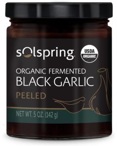 Solspring Organic Fermented Black Garlic - Peeled, 5 oz Jar, USDA Organic, Gluten Free
