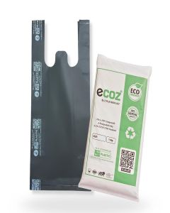 ECOZ Compostable & Biodegradable Carry Bags /20x26 inch Approx Pack of 20 / Eco-Friendly Plastic-Free Shopping Bags for Grocery, Food, Retail & Vegetables / Supermarket Use