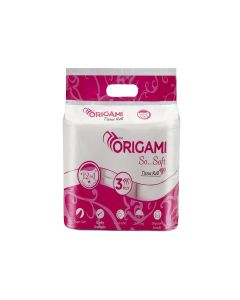 Origami 3 Ply Toilet Tissue Paper Roll - Pack of 60 (160 Pulls Per Roll, 9,600 Sheets)