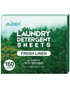 AIDEA Laundry Detergent Sheets Washer Sheet Detergent No Plastic Jug Laundry Soap Sheet For Travel Home Washing Fresh Scent160 Loads 80 Sheets