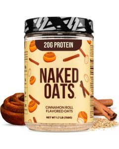 Naked Nutrition Naked Oats - Cinnamon Roll Flavored Oatmeal with 20G Protein, Gluten Free Instant Oatmeal for Breakfast or Smoothies