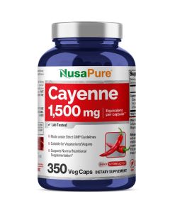 NusaPure Cayenne Pepper 1500mg Per Caps 350 Veggie Capsules Vegan Vegetarian NonGMO