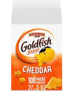 Goldfish Cheddar Cheese Crackers, 27.3 oz Carton - Fun Fish-Shaped Snack with 100% Real Cheese