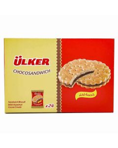 Ulker Choco Sandwich, Sandwich Biscuit with Hazelnut Cocoa Cream Box, Pack of 24pcs