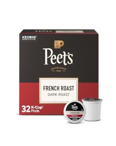 Peets Coffee Dark Roast Single Serve Coffee Pods French Roast 32 Count 1 Box of 32 Pods