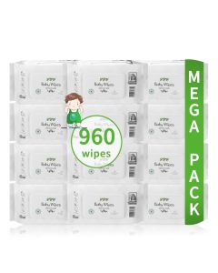 Baby Wipes,80s x 12 Packs(960 wipes), Wipes of 99% pure water for Baby,Multi Purpose Cleaning Baby Wet Wipes for Sensitive Skin.