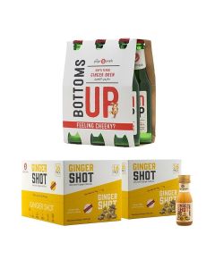 Ginger Shot Premium Ginger Beverage Non-Alcoholic Natural Ginger Honey Lemon Juice 30ml Pack Of 32 With Natural Cold Ginger Juice Pack Of 6 330ml