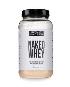 Naked Nutrition Whey Chocolate Peanut Butter Protein Powder, Grass Fed Whey, No GMO, No Soy, and Gluten Free. Nothing Artificial, Aid Growth and Recovery - 21 Servings