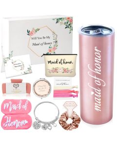 Mhoel Maid of Honor Proposal Gifts Rose Gold 20oz Tumbler