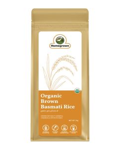 Homegrown Organic Brown Basmati Rice 1kg / Long Grain, Whole Grain & High-Fiber / Naturally Aged, Non-GMO / Aromatic Brown Rice for Daily Cooking, Biryanis, Bowls & Healthy Diets