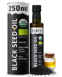 RAWYA Black Seed Oil USDA Organic Certified Cold Pressed 84 Fl oz Extra Virgin Turkish Black Cumin Seed Premium Nigella Sativa with Thymoquinone Kalonji NonGMO GlutenFree Nutritional Supplements Extra Strong Taste