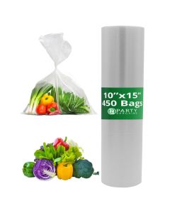 Party Bargains 10 X 15 Plastic Unprinted Produce Bag on a Roll Bread and Grocery Clear Bag 450 Bags