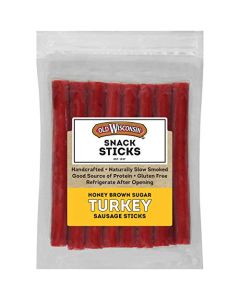 Old Wisconsin Honey Brown Sugar Turkey Sausage Snack Sticks Naturally Smoked Ready to Eat High Protein Low Carb Keto Gluten Free 16 Ounce Resealable Package Honey Turkey