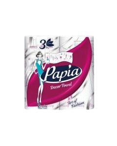 Papia Decor Kitchen Tissue 3-Ply – Pack of 2 Rolls / Strong, Absorbent & Soft