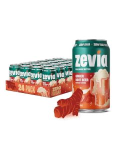 Zevia Zero Sugar Soda Ginger Root Beer 12 oz Cans 24Pack Naturally Sweetened Zero Calorie Sugar Free Soda NonGMO Project Verified GlutenFree Vegan