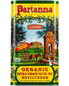 Partanna Organic Unfiltered Extra Virgin Olive Oil - Premium Castelvetrano Oil from Sicily - 101oz (3 Liters)