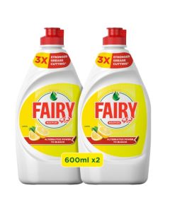 Fairy Max Plus Lemon Dishwashing Liquid with Bleach Alternative Power, 2x600ml