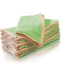 Fingercraft Dinner Cloth Napkin Cotton Muslin Double Gauze 8 Pack with Classic Lace for Everyday Use Wedding Party Christmas Easter Napkins Cloth are Pre Shrunk and Good Absorbency Lettuce Green