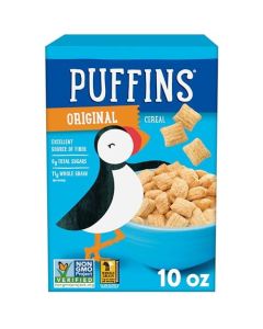 Barbaras Original Puffins Cereal Puffed Corn and Oat Crunch for Kids Vegan Kosher NonGMO Project Verified 10 OZ Box Pack of 1