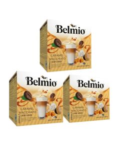 Belmio Latte Caramel Macchiato Coffee Pods Intensity 7 Compatible with Dolce Gusto Coffee Machines Only 16 Pods Per Box Pack of 3