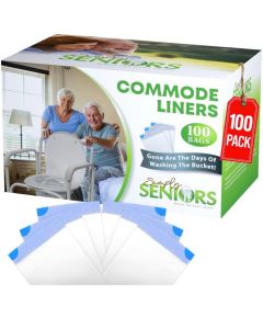 Commode Liners 100 Strong Portable Commode Toilet Bags Easy to Use Bedside Commode Liners Bedside Toilet Potty Liners That Support Dignity of Seniors No Buckets to Wash NO Absorbent Pad