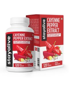 StayAlive Cayenne Pepper Capsules 960mg Super Extract with Ginger Garlic Turmeric Beet Root Black Pepper 120 Cayenne Capsules Support Cardiovascular Immune System Capsaicin Supplement Pills