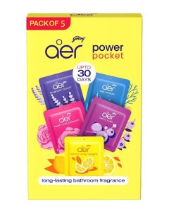 Aer Power Pocket Air Freshener Bathroom and Toilet Lasts Up To 30 Days 10g Pack Of 5