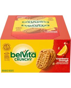 belVita Crunchy Breakfast Biscuits, Cranberry Orange Flavor, 8 Packs with 4 Biscuits Each