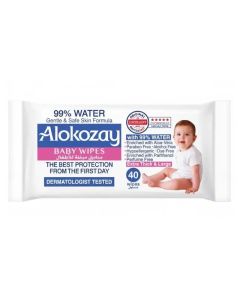Alokozay 99percent Water Gentle and Safe Skin Formula Baby Wipes- 40pcs