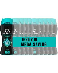 Downy Unstopables In-Wash Scent Booster Beads, Fresh Scent, 162g x 10 Pack, for Long-Lasting Freshness and Odor Elimination
