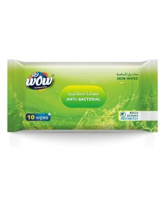 WOW Antibacterial Skin Wipes with Aloe Vera - 10 Count