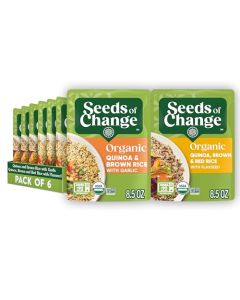 SEEDS OF CHANGE Organic Rice Variety Pack Quinoa and Brown Rice with Garlic Quinoa Brown Red Rice with Flaxseed Microwaveable Ready to Heat 85 Ounces Pack of 6