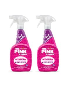 The Pink Stuff Miracle Window & Glass Cleaner Spray Pack of 2 x 750ml Rose Vinegar Streak Free Glass Cleaner for Windows Mirrors Bathroom Glass Powerful Shine