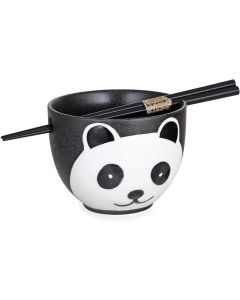 Happy Sales Japanese Ramen Udon Noodle Soup Cereal Bowl With Chopsticks BlackPanda