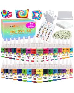 HTVRONT Tie Dye Kit 32 Vibrant Colors PreFilled Bottles Tyedyedye Kit Permanent NonToxic for Large Groups Kids AdultsTye Fabric Textile Handmade PartyJust Add Water