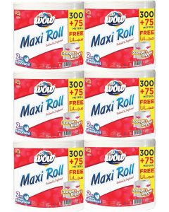 WOW 2-Ply Maxi Roll Paper Towels - 375 Meters, Pack of 6