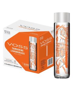 Tangerine Lemongrass Flavoured Sparkling Water, Pack of 12 x 375ml VOSS Original Glass Bottles, Zero Calories, No Sugar, Naturally Sourced