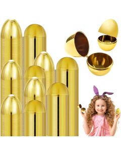 The Dreidel Company Golden Easter Eggs Metallic Gold Goodie Basket Prize Eggs are Hinged 225 Inch 12Pack