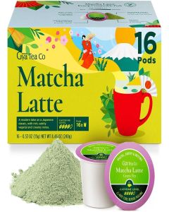 Gya Tea Co Matcha Latte Green Tea Gift Set (16 ct) - High Caffeine Energy Tea Pod for Morning Refresh - Te Matcha Lovers Get Well Gifts