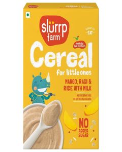 Slurrp Farm Organic Baby Cereal, Ragi, Rice and Mango with Milk, Instant Healthy Wholesome Food for