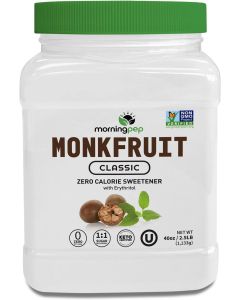 Morning Pep Monk Fruit Sweetener Classic - Zero Calorie Sugar Substitute with Erythritol, Keto Friendly, 40oz