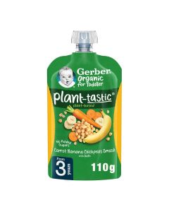 Gerber Organic Plant-Tastic Carrot, Banana, Chickpeas Smash With Oats
