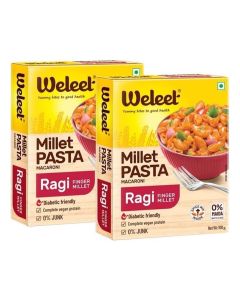 Weleet Ragi Finger Millet Pasta Macroni / No added MSG, No Maida and Packed with nutrition / Ideal for Vegans / 100% Natural Ingredients / Pack of 2 (100 grams Each)