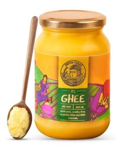 Amyra Farms Organic A2 Cow Desi Ghee - 500ml / Pure, Grass-Fed Gir Cow Ghee, Handcrafted Bilona Ghee / Nutrient-Rich, Natural & Healthy