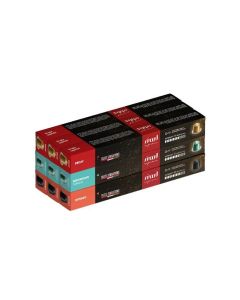 Nespresso Compatible Aluminium Capsules (3 Flavors: Intenso, Indonesian Toraja, Decaf), Pack of 9 (90 Capsules)