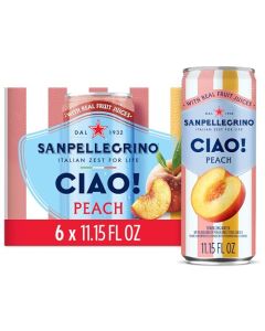 Sanpellegrino CIAO Peach Sparkling Water LowCalorie Italian Sparkling Water with Real Fruit Juices 0g Added Sugar 6Pack